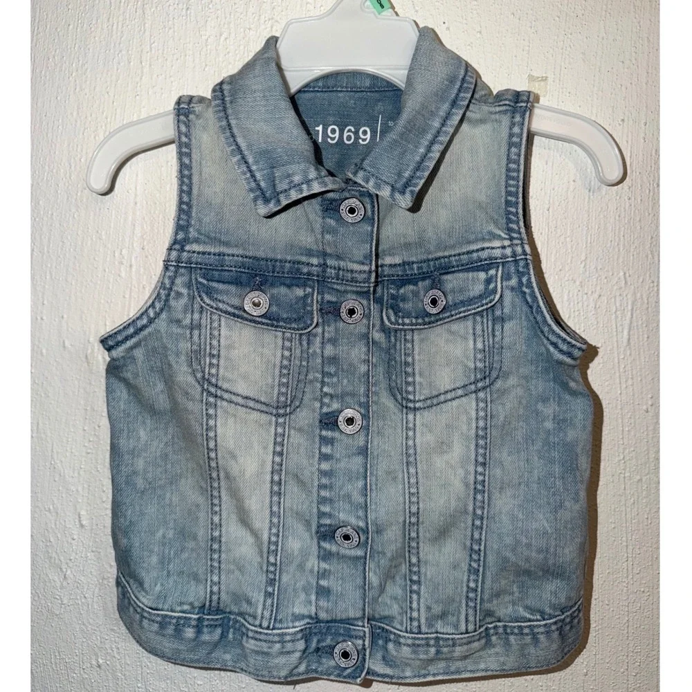 BabyGap 1969 Toddler Denim Vest Light Wash Acid Wash Blue Size 3 Years